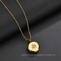 Fashion diamond round stainless steel gold star pendant necklace female clavicle chain